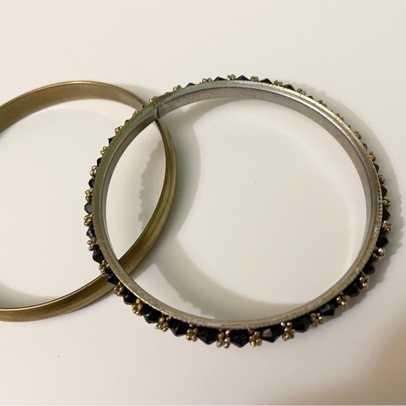 Boho Chic Mixed Metal Bangle Set Stackable Bracelets - Picture 13 of 15